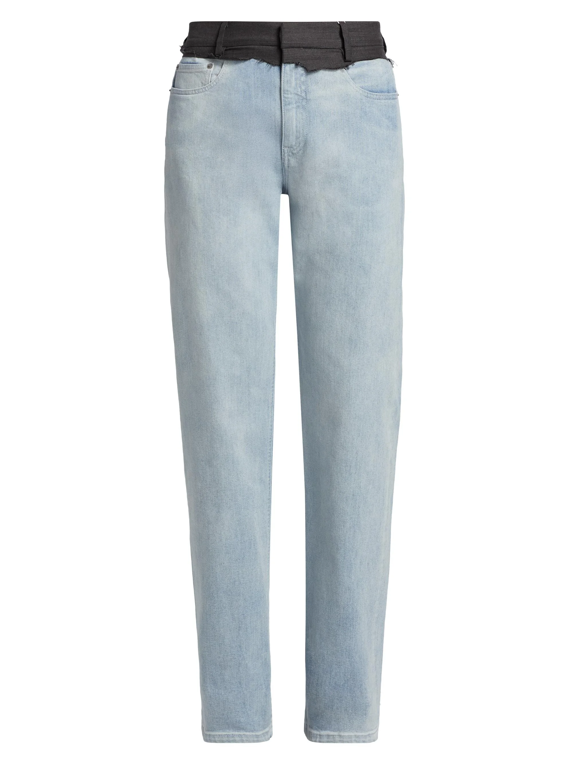 Women's Layered Straight-Leg Jeans - Light Blue - 1
