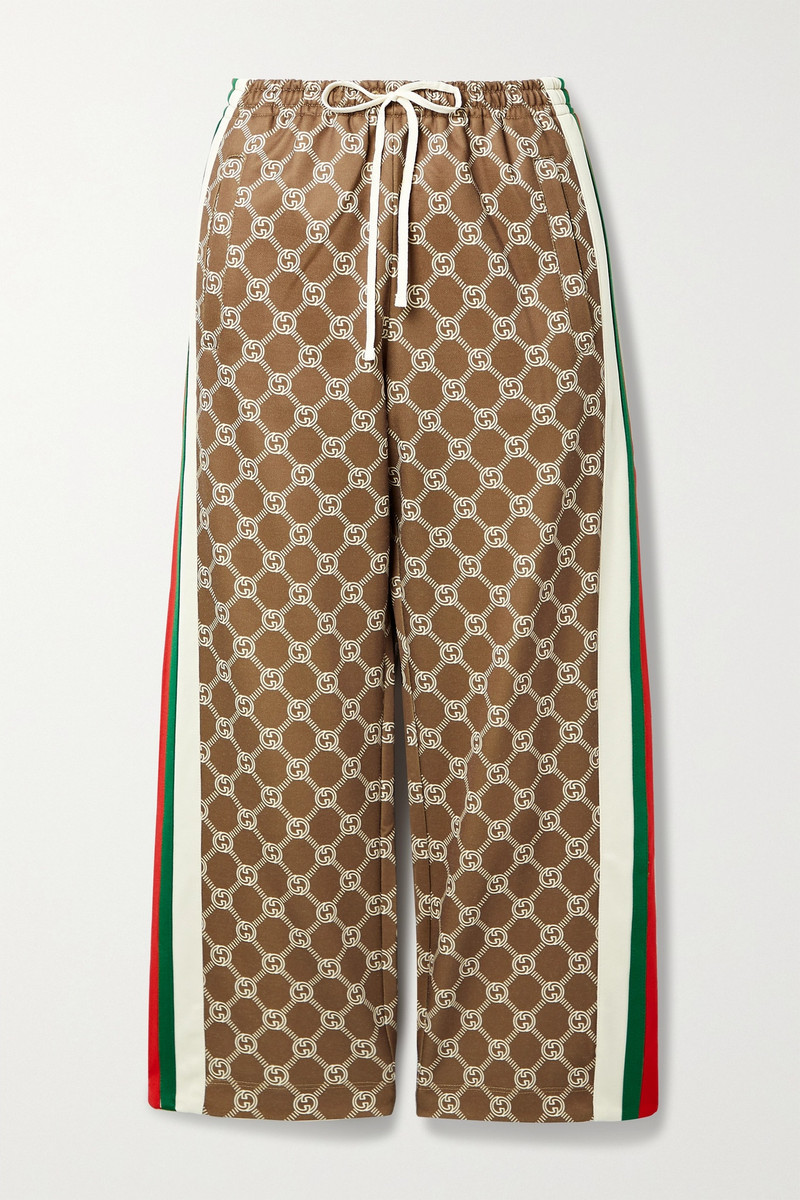 Webbing-trimmed printed tech-jersey track pants - 1