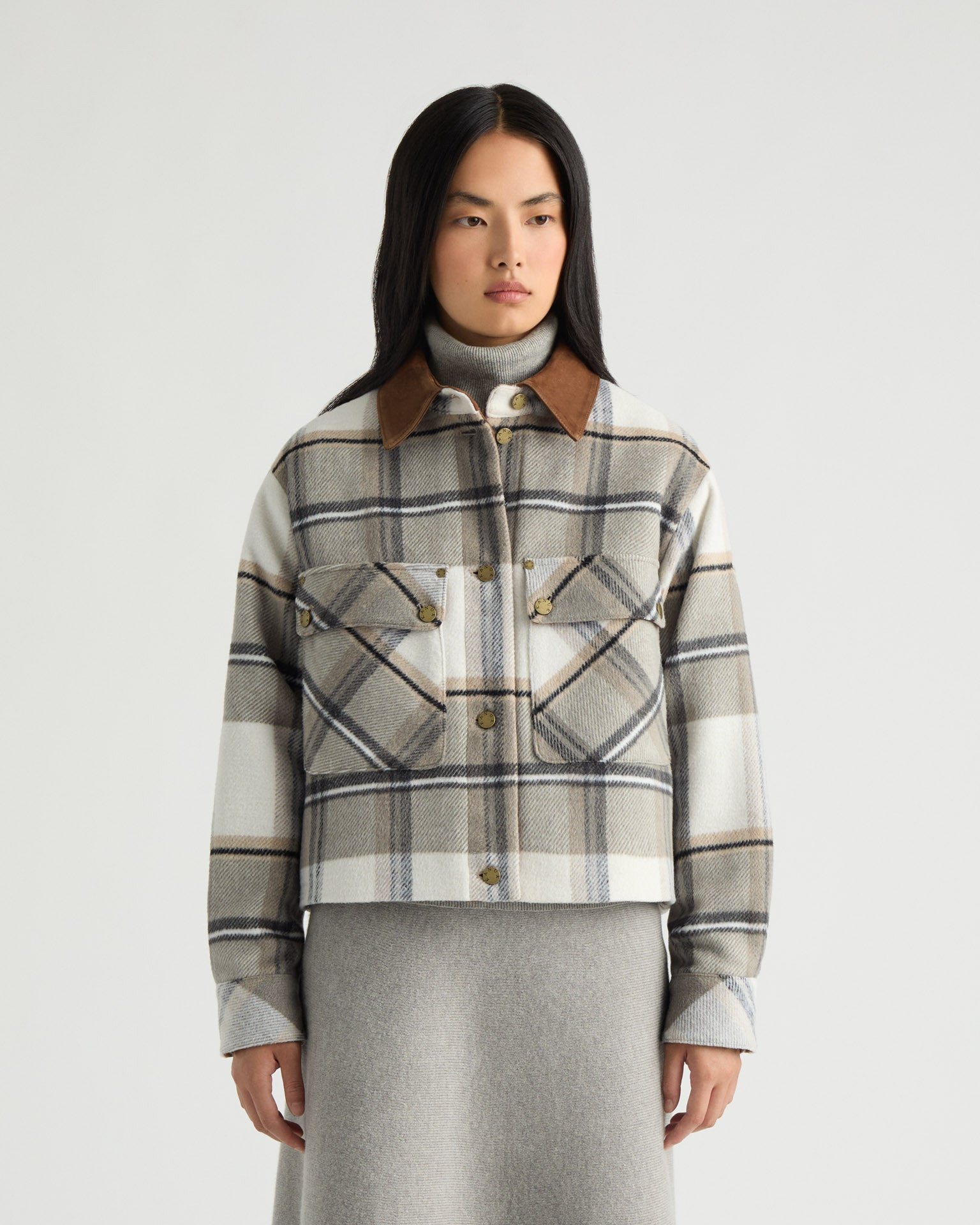 Neuville Plaid Cropped Jacket - 3