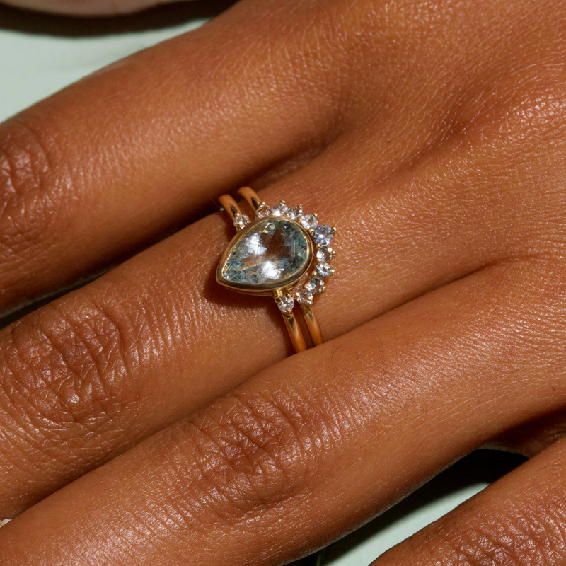 Teardrop Aquamarine Ring Set 8