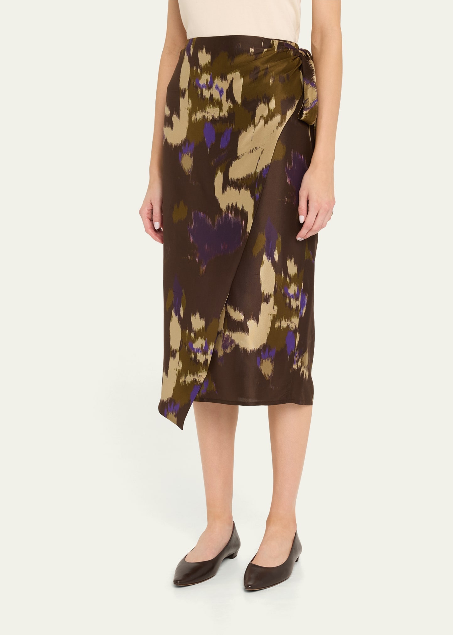 Dritto Abstract Wrap Midi Skirt - 4