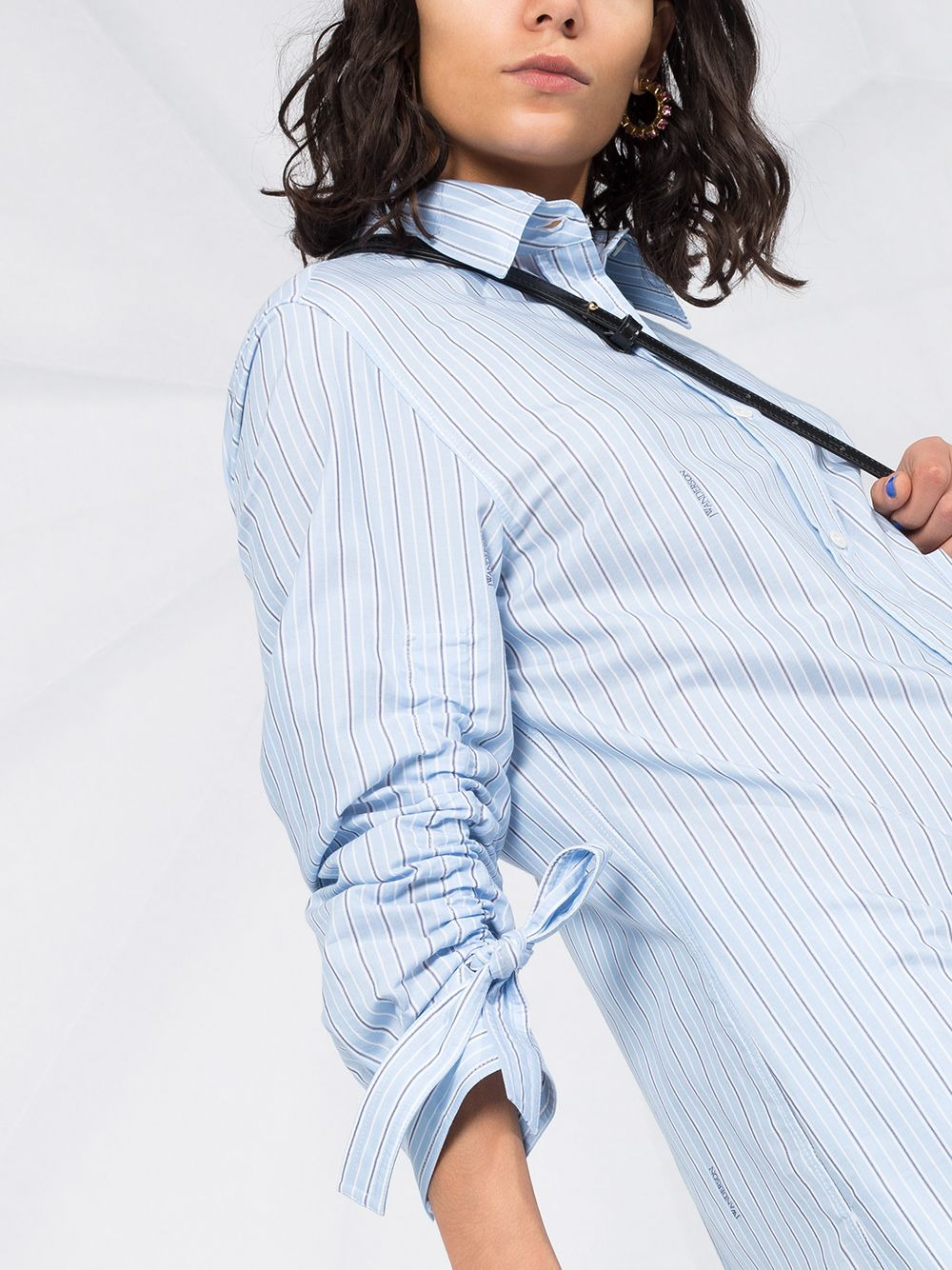 pinstriped buttoned shirt dress - 5