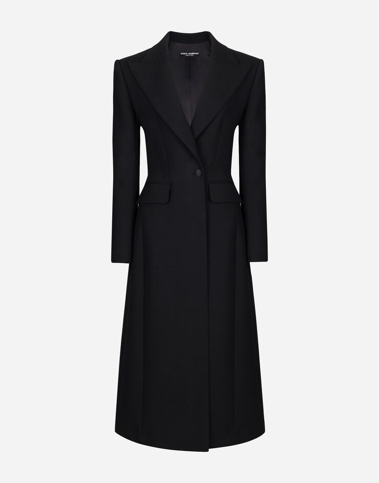 Long single-breasted wool cady coat - 1