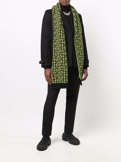 Balmain x Rossignol monogram intarsia-knit scarf outlook