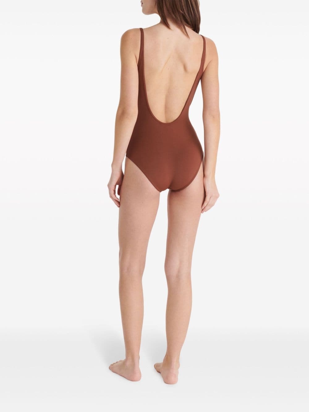 Damier belted swimsuit - 4