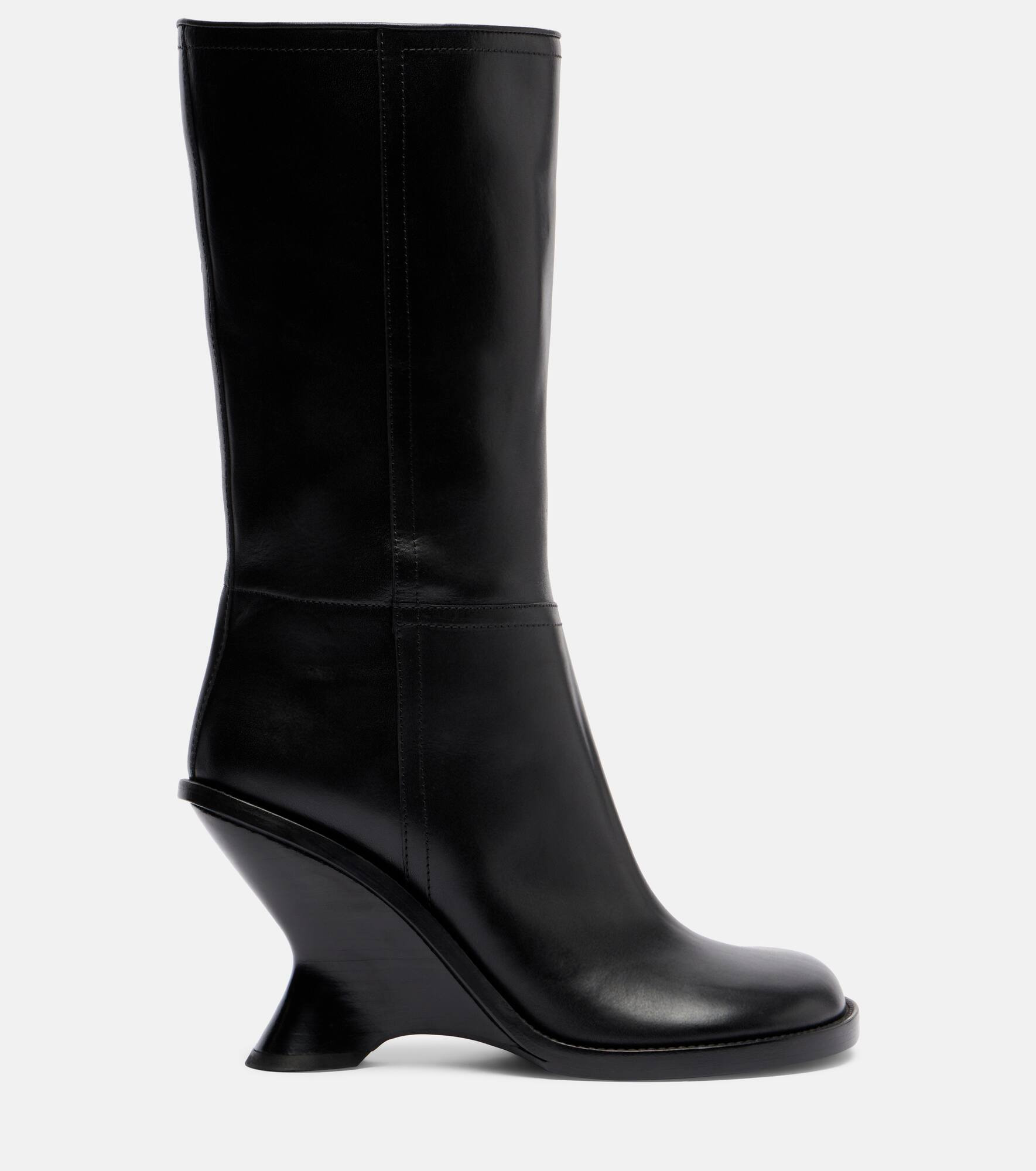 95 leather wedge knee-high boots - 4