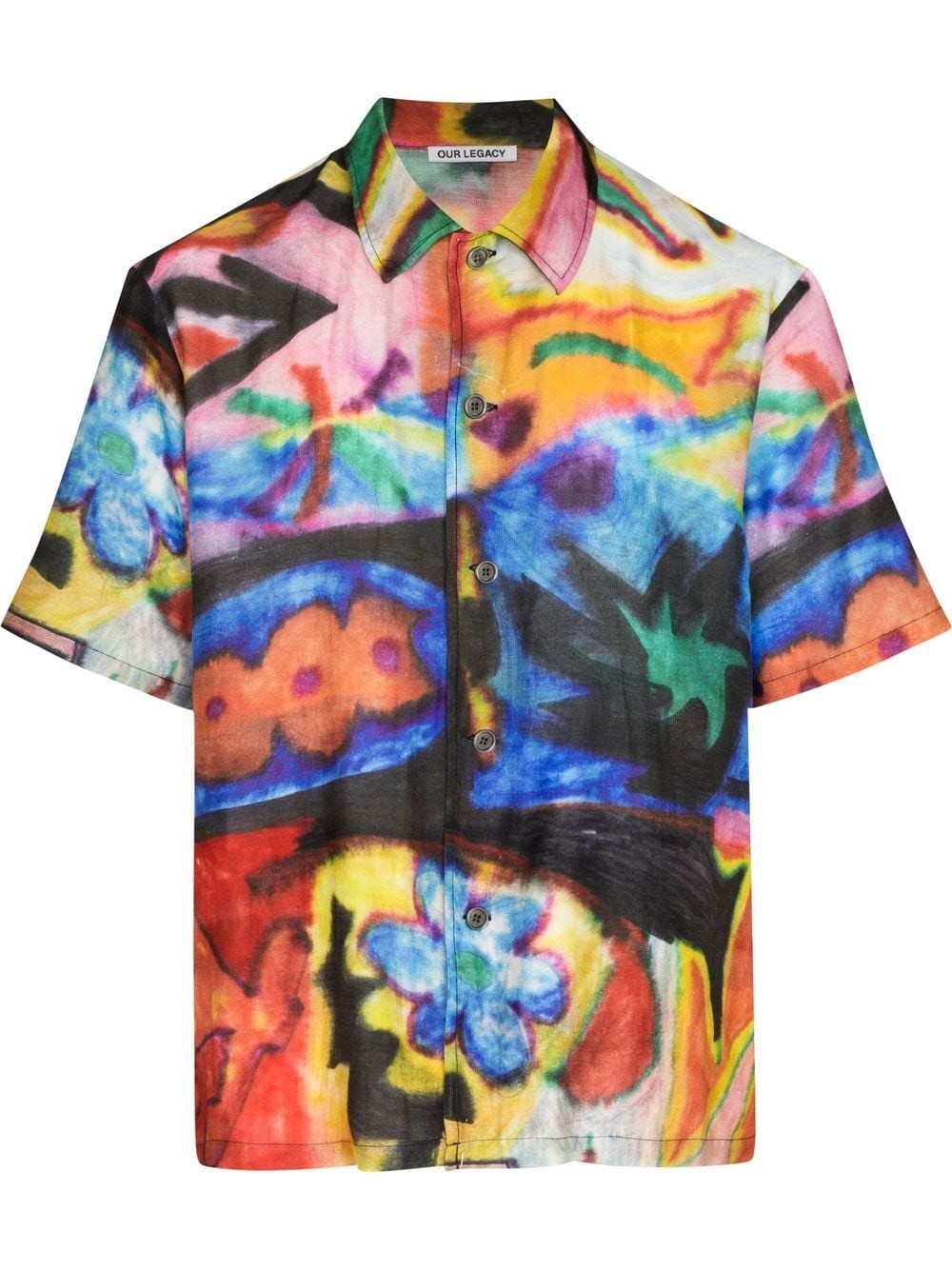 abstract-print short-sleeved shirt - 1