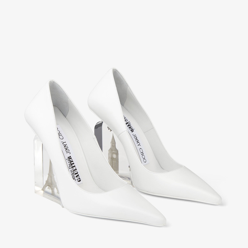 Jimmy Choo / Jean Paul Gaultier Wedge 110 Optical White Calf Leather Wedge 3
