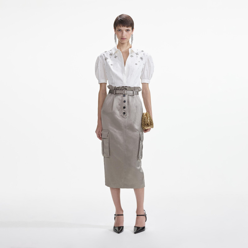 White Cotton Embellished Top 1