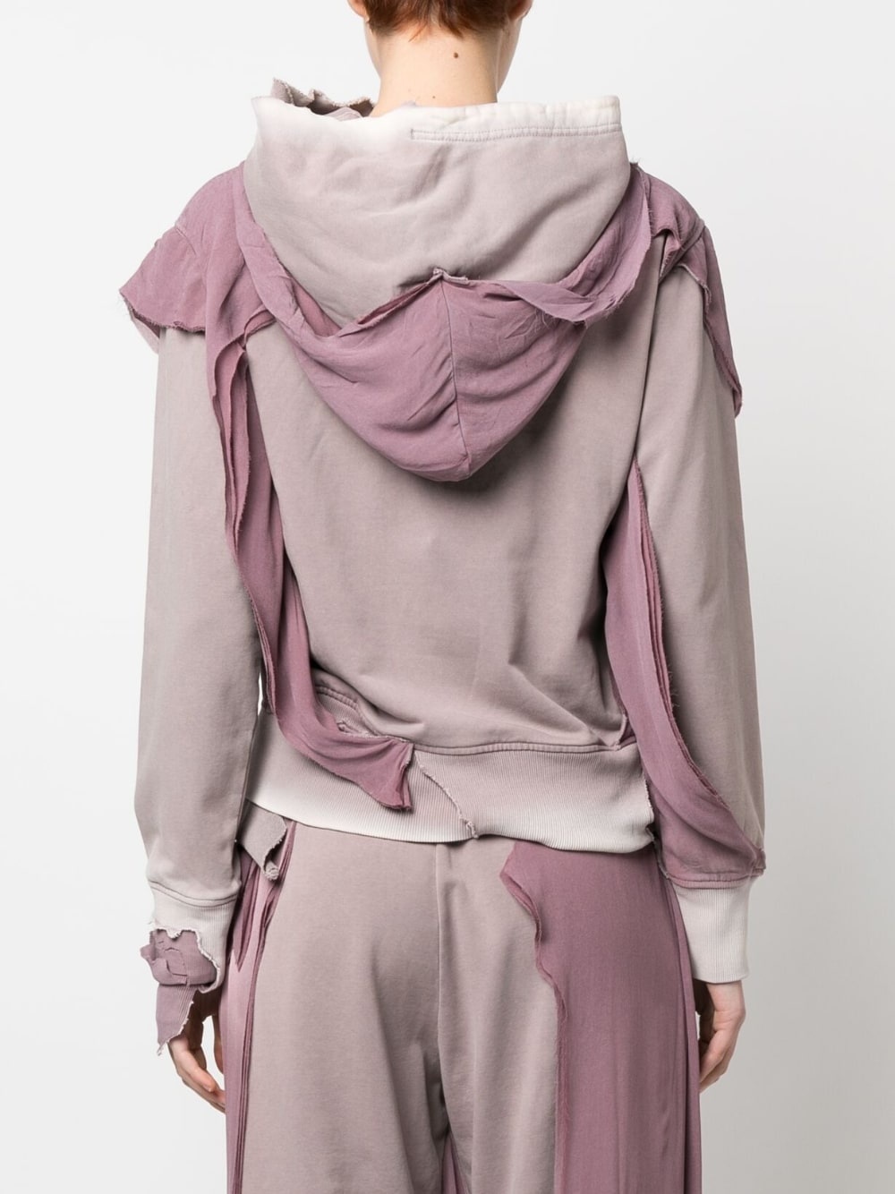 deconstructed-design cotton hoodie - 4