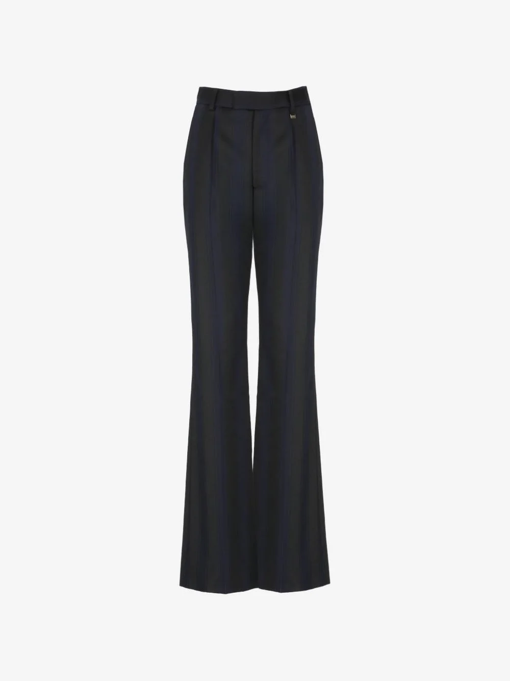 stripe-pattern wool trousers - 1