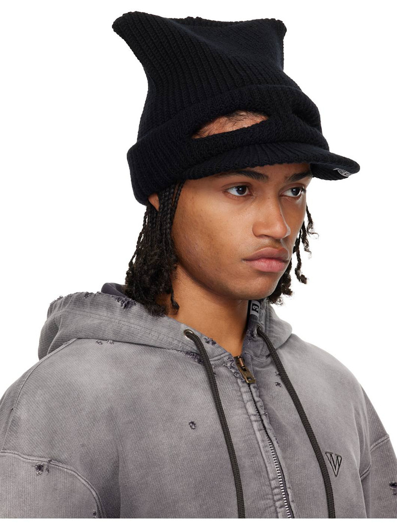 Maison MIHARAYASUHIRO Black Masked Cat Visor Knit Cap outlook