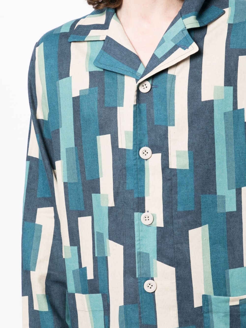 geometric-print button-up shirt - 5
