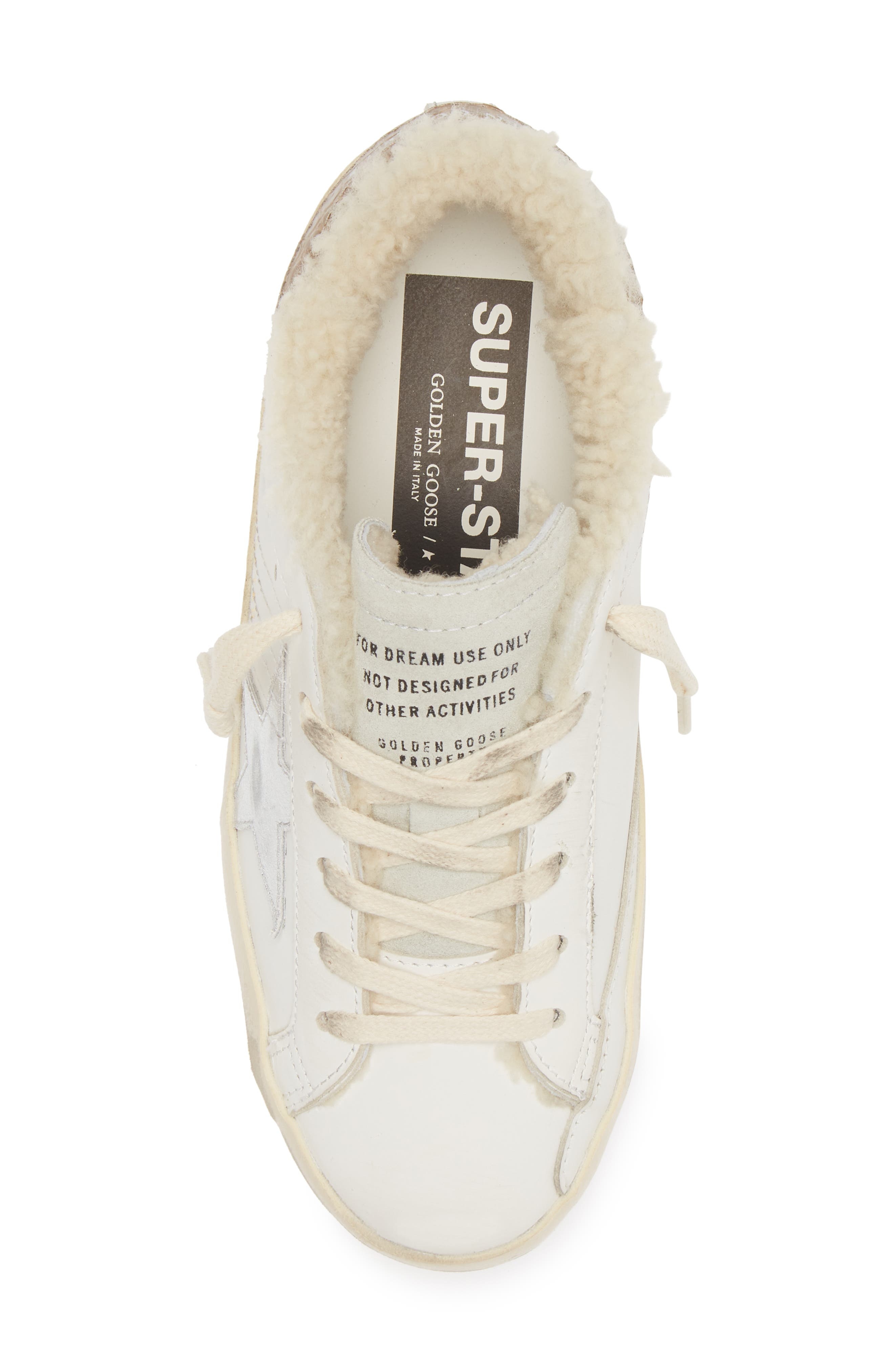 Golden Goose Super-Star Genuine Shearling Low Top Sneaker in White/Silver at Nordstrom - 5