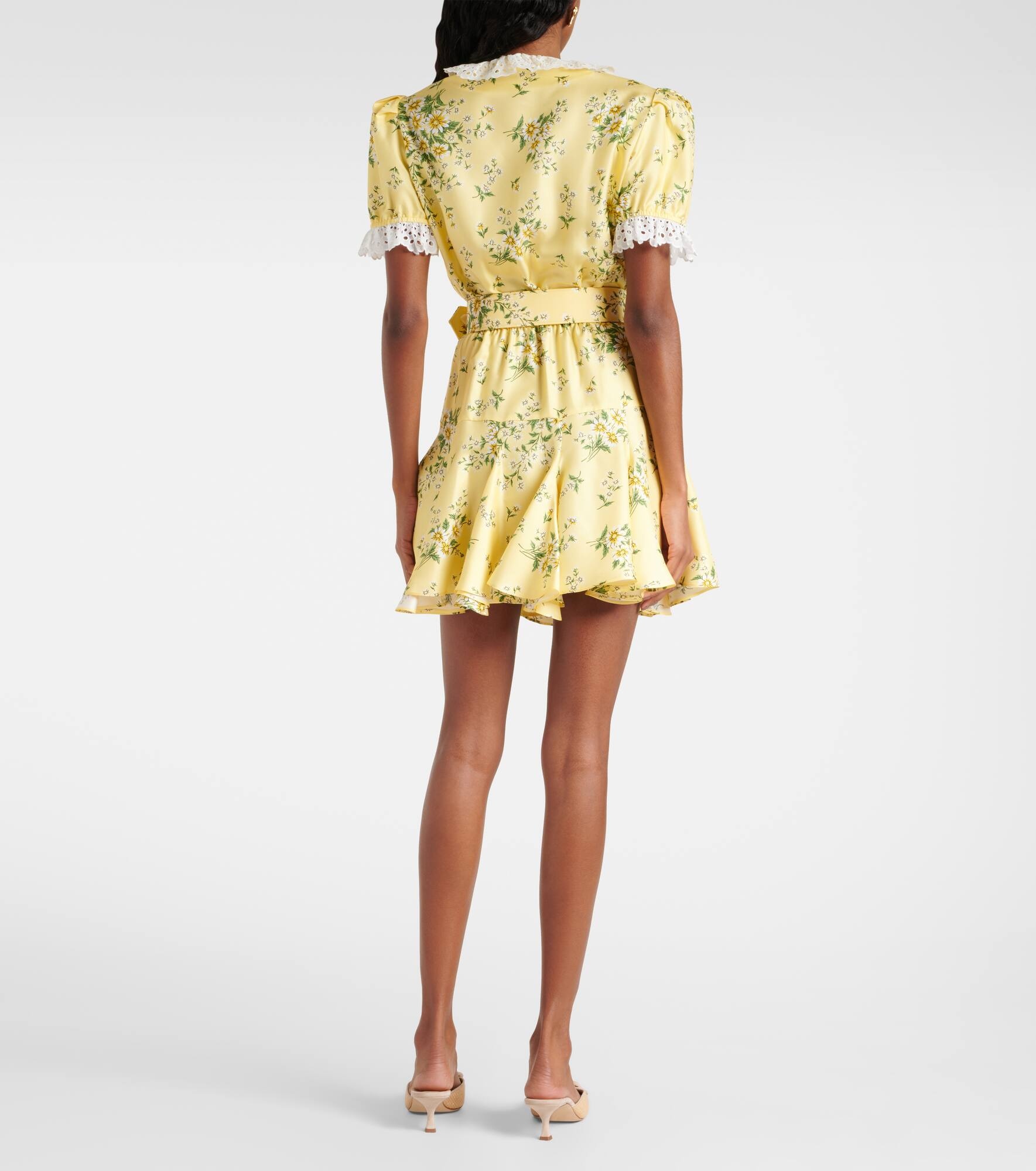 Satin and broderie anglaise minidress - 3