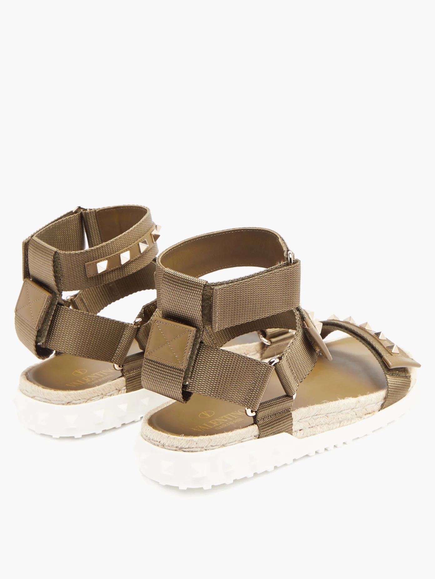 Rockstud canvas and jute sandals - 4