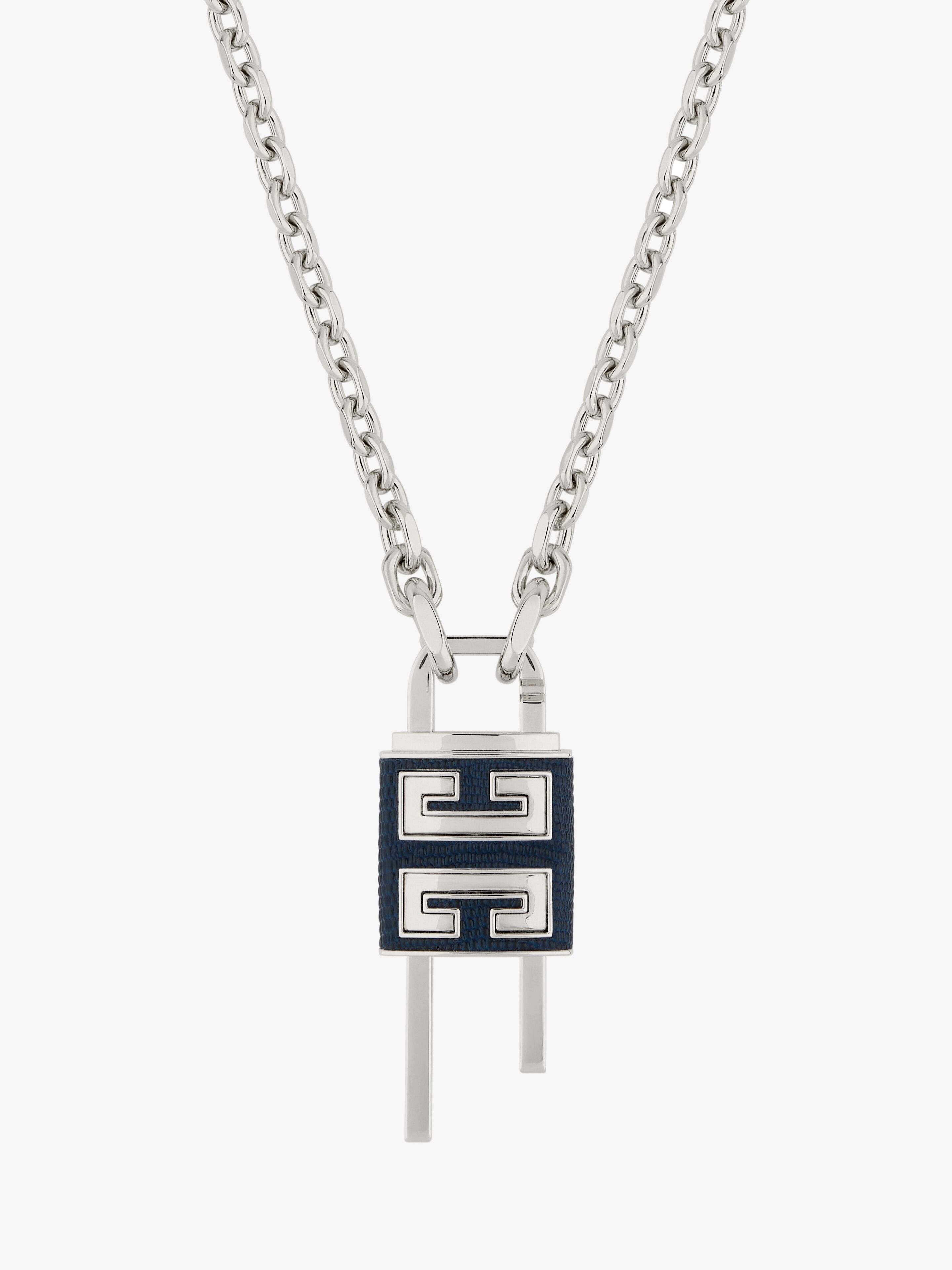 SMALL LOCK NECKLACE IN METAL AND LEATHER - 4