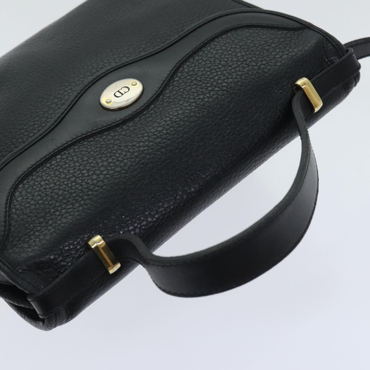 DIOR Hand Bag Leather Black Gold - 6