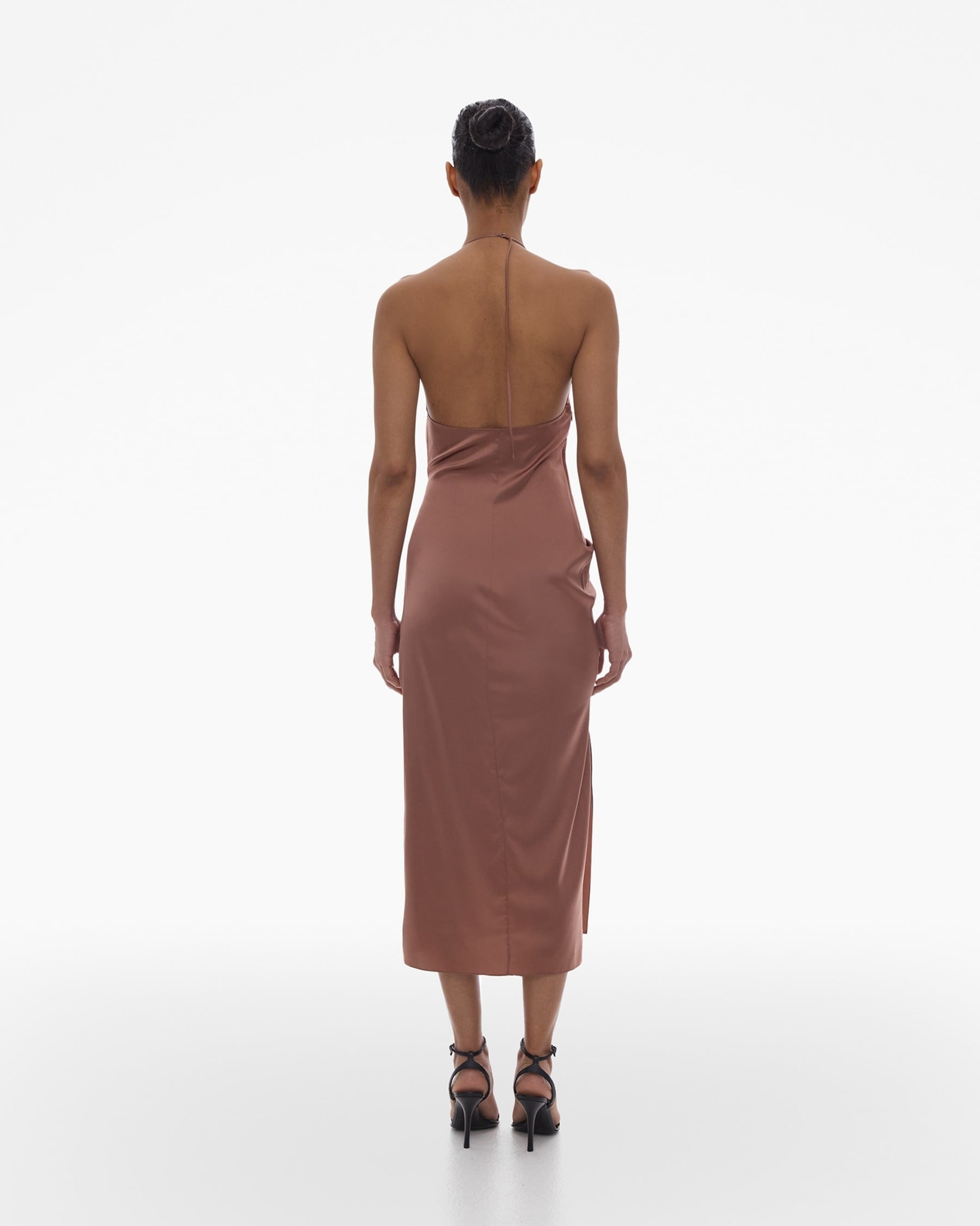 STRETCH SILK HALTER DRESS - 4