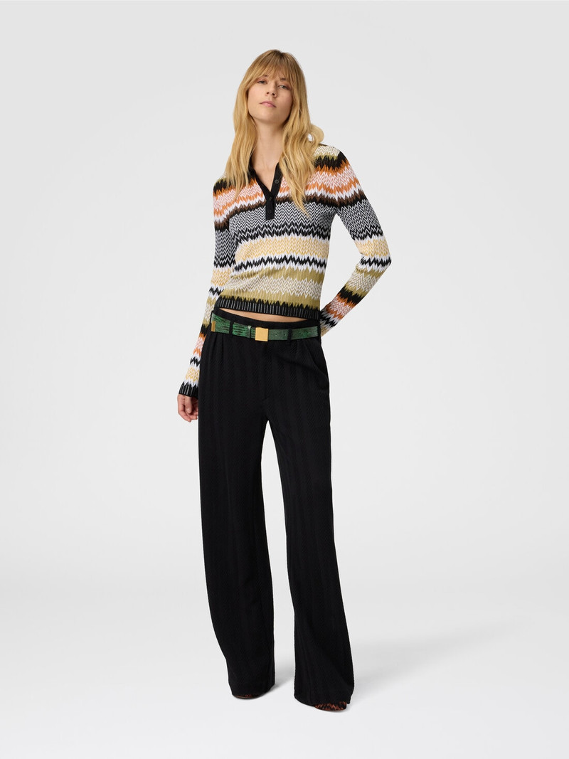 Missoni Long Sleeve Polo with Revisited Chevron Pattern outlook