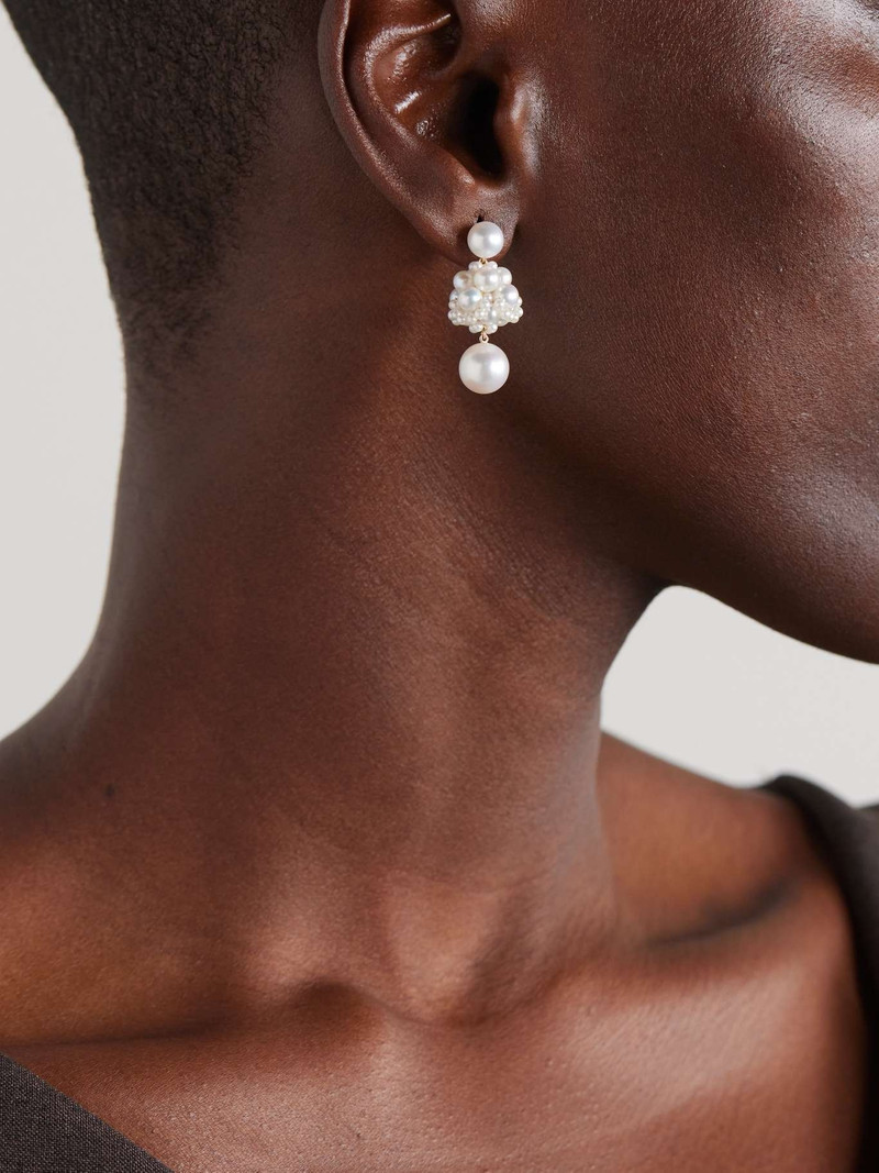 SOPHIE BILLE BRAHE Dora 14-karat recycled gold pearl earrings outlook