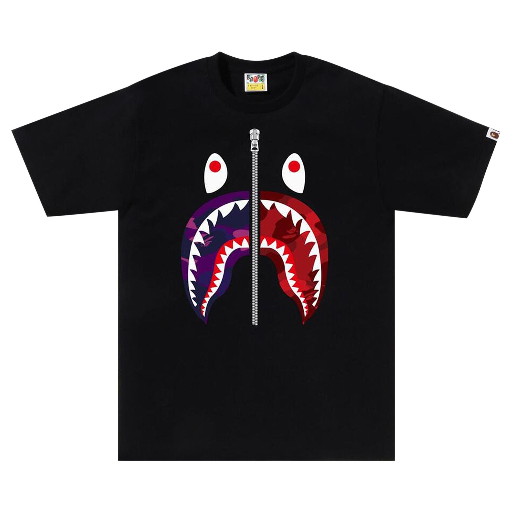 BAPE Color Camo Separate Shark Tee 'Black/Purple' - 1