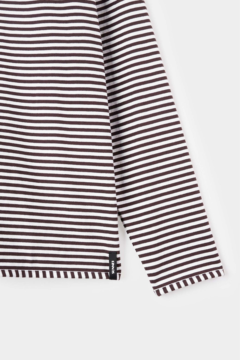 STRIPED LONGSLEEVE T-SHIRT / brown and optical white 4