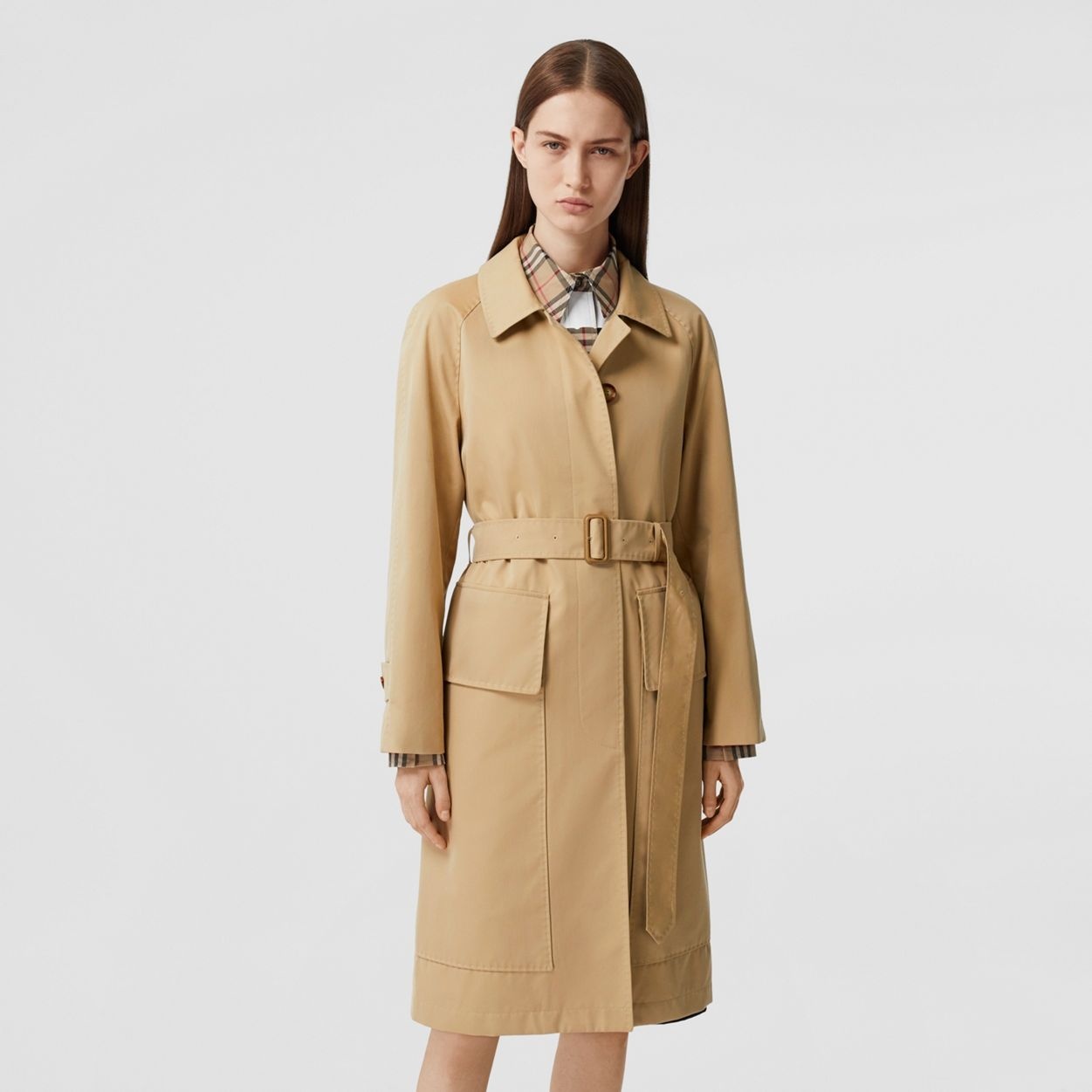 Cotton Gabardine Belted Car Coat - 7