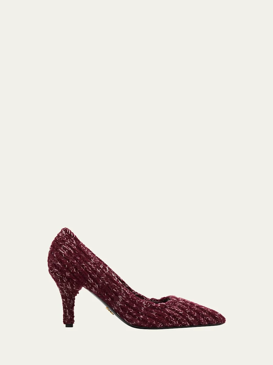 85mm Knitted Pointed-Toe Pumps - 1