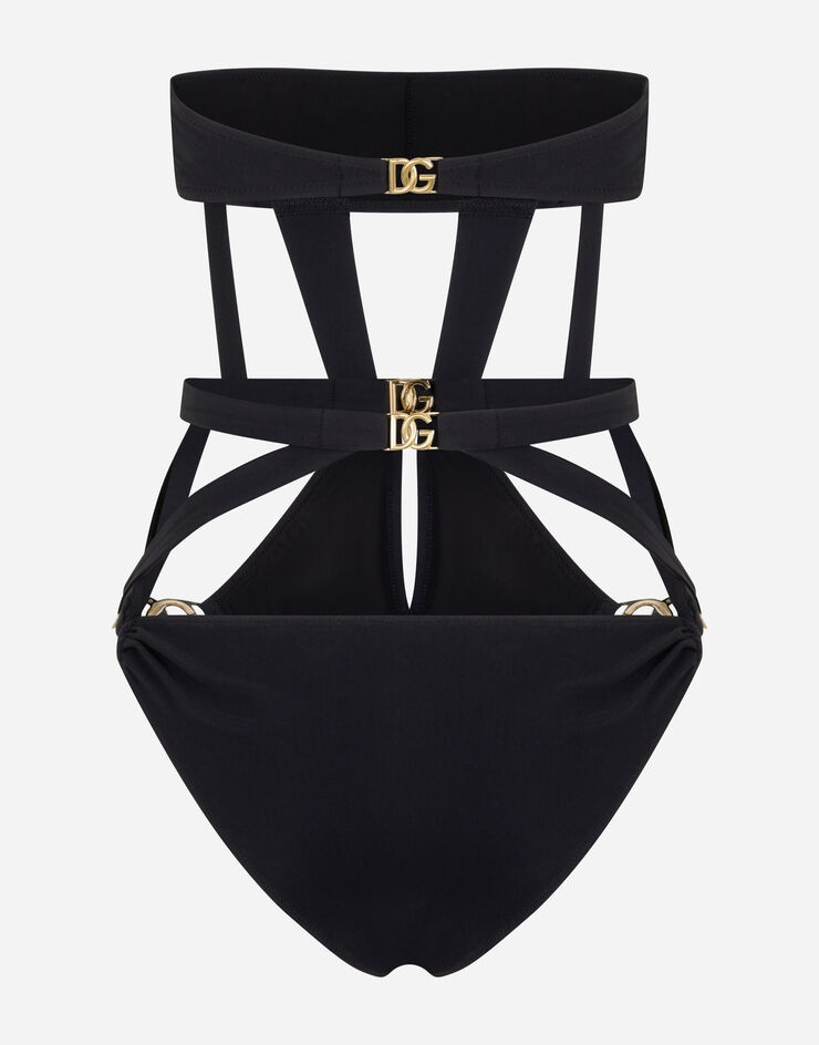 One-piece bandeau swimsuit with DG logo - 2