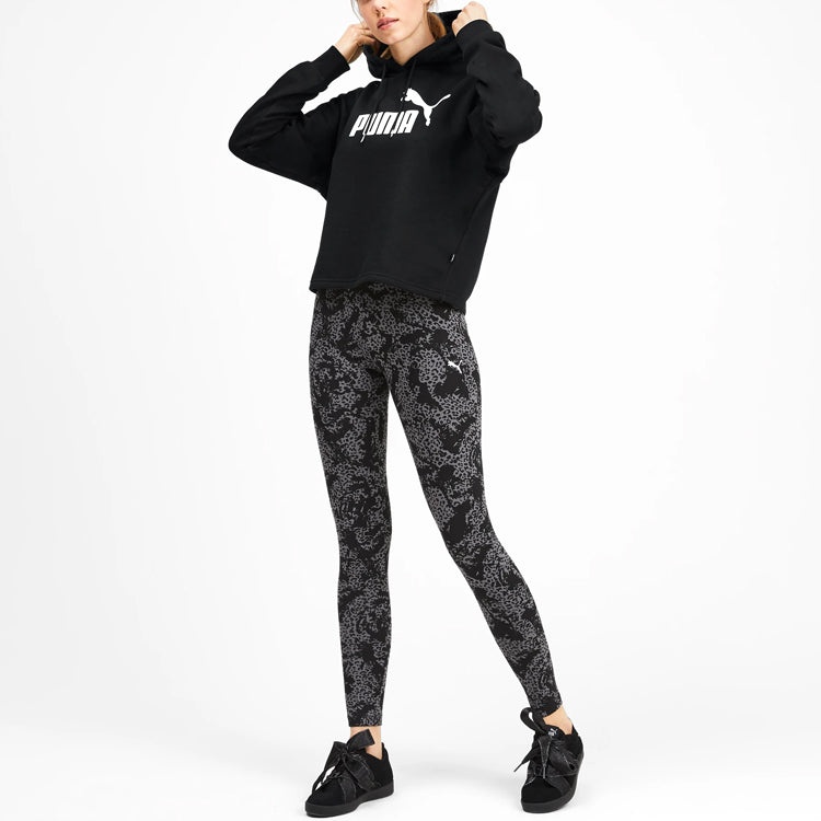 (WMNS) PUMA Elevated Essentials Cropped Fleece Hoodie 'Black' 580153-01 - 3