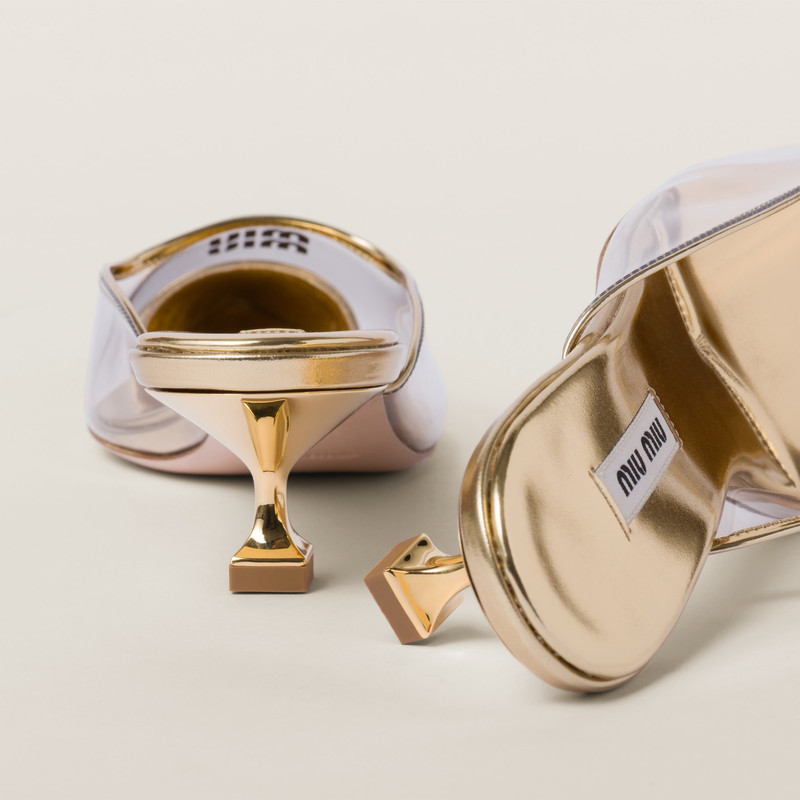 Metallic leather and Plexiglas mules 2