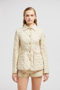 Moncler Uzes Diamond-Quilted Padded Linen Jacket | REVERSIBLE