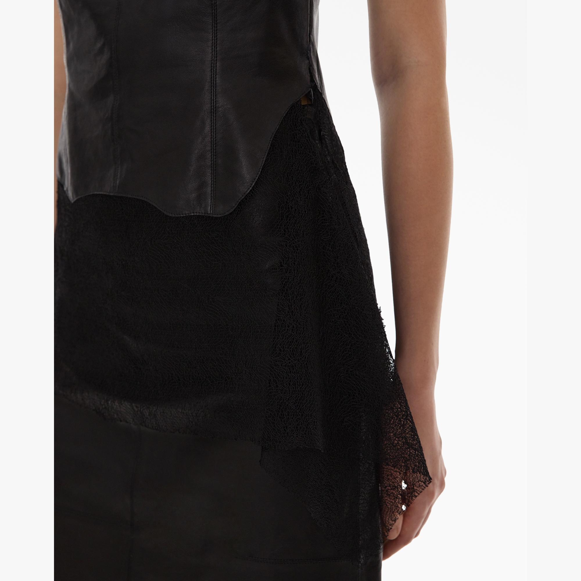 LACE-TRIMMED LEATHER TANK TOP - 6