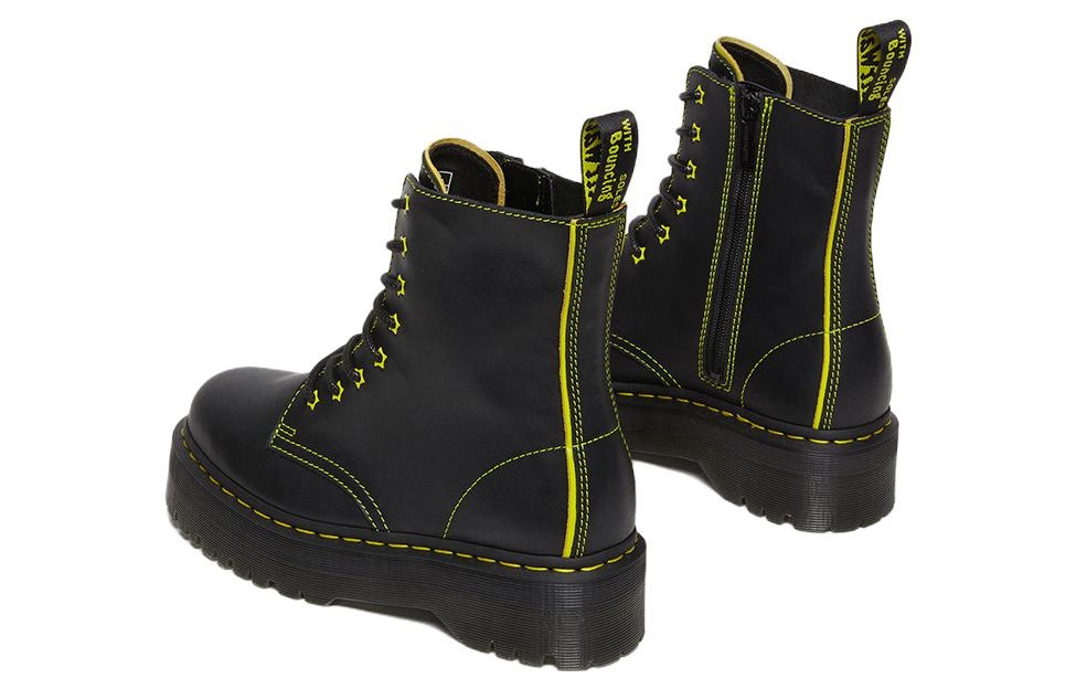 Dr. Martens Jadon II Boot Neon Star Leather Platforms 'Black Yellow' 27617002 - 5