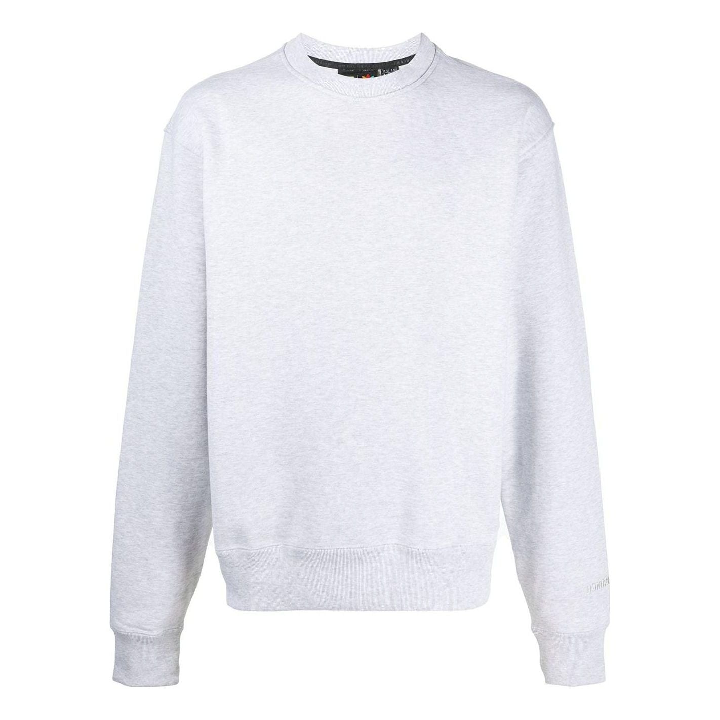 adidas x Pharrell Williams Crossover Solid Color Round Neck Cotton Pullover Long Sleeves Gray GM1973 - 1