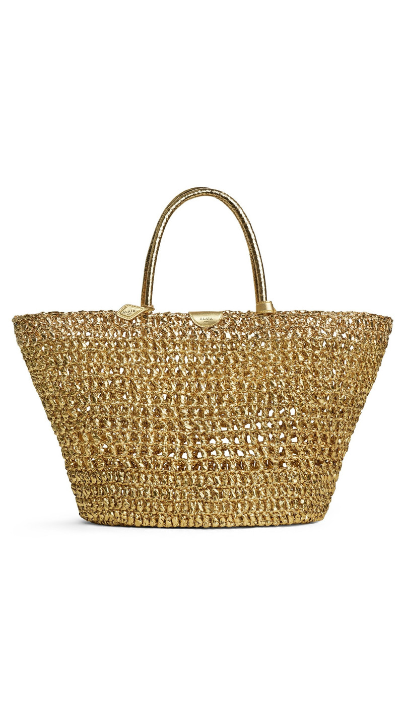LARGE BASKET BAG IN METALLIC RAFFIA 1