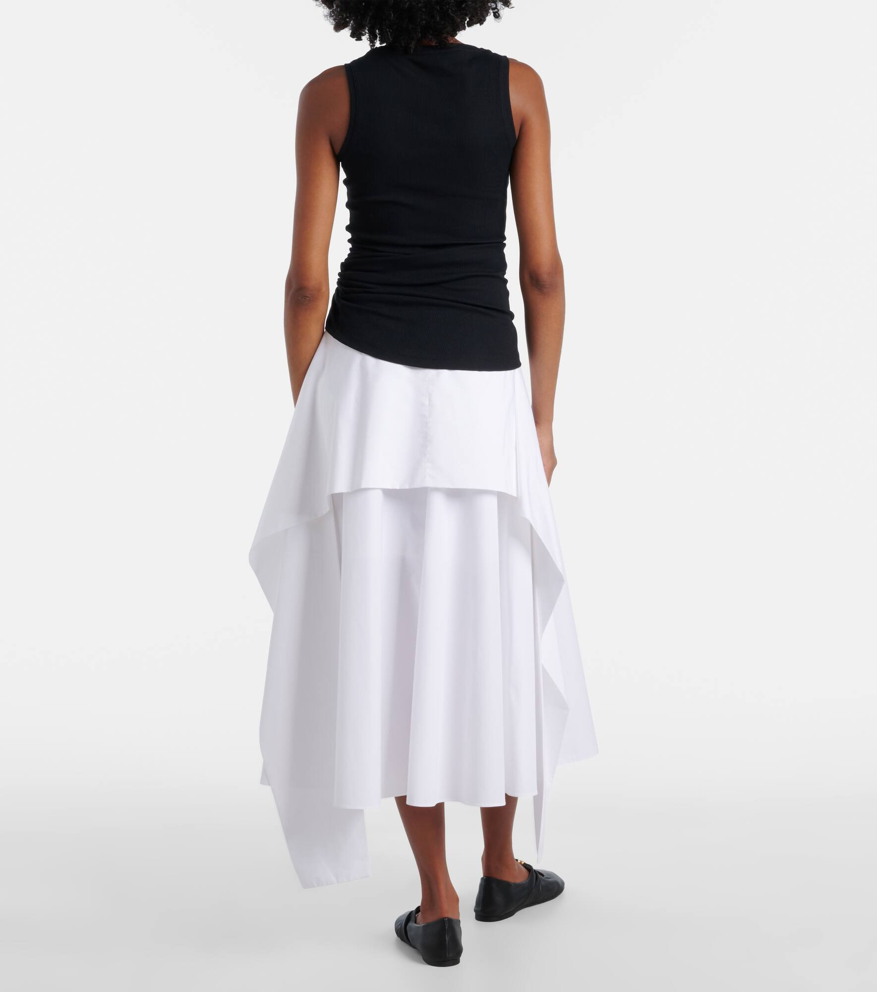 Asymmetric draped cotton-blend tank top - 3
