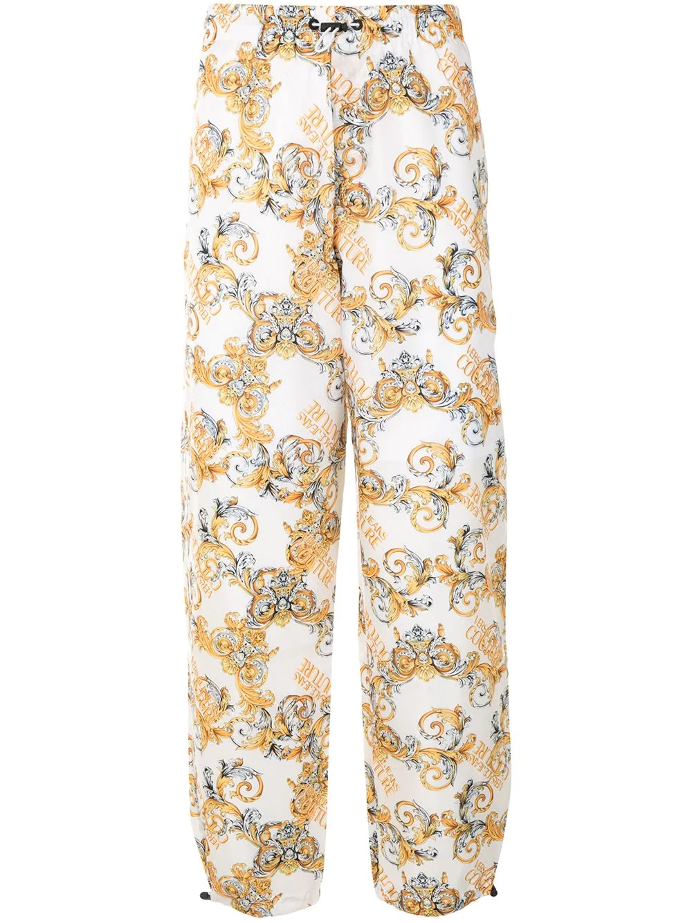 baroque-print drawstring trousers - 1