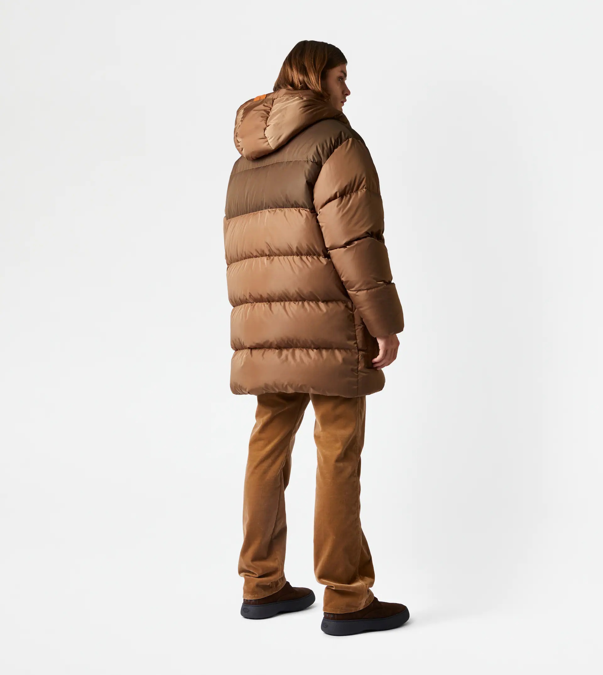 HOODED LONG DOWN JACKET - BROWN - 3