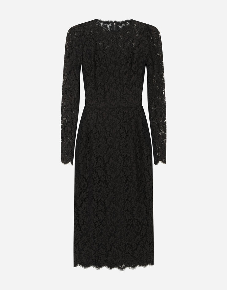 Long-sleeved calf-length dress in cordonetto lace - 3