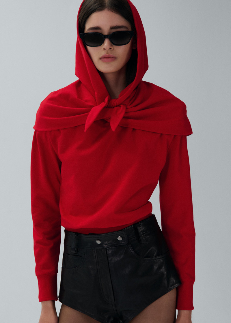 MAGDA BUTRYM Babouchka style hoodie in red outlook