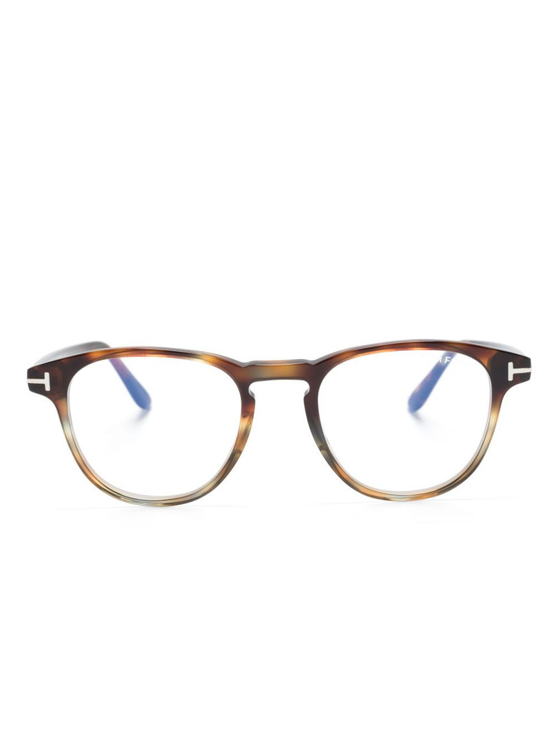 round-frame tortoiseshell-effect glasses 1