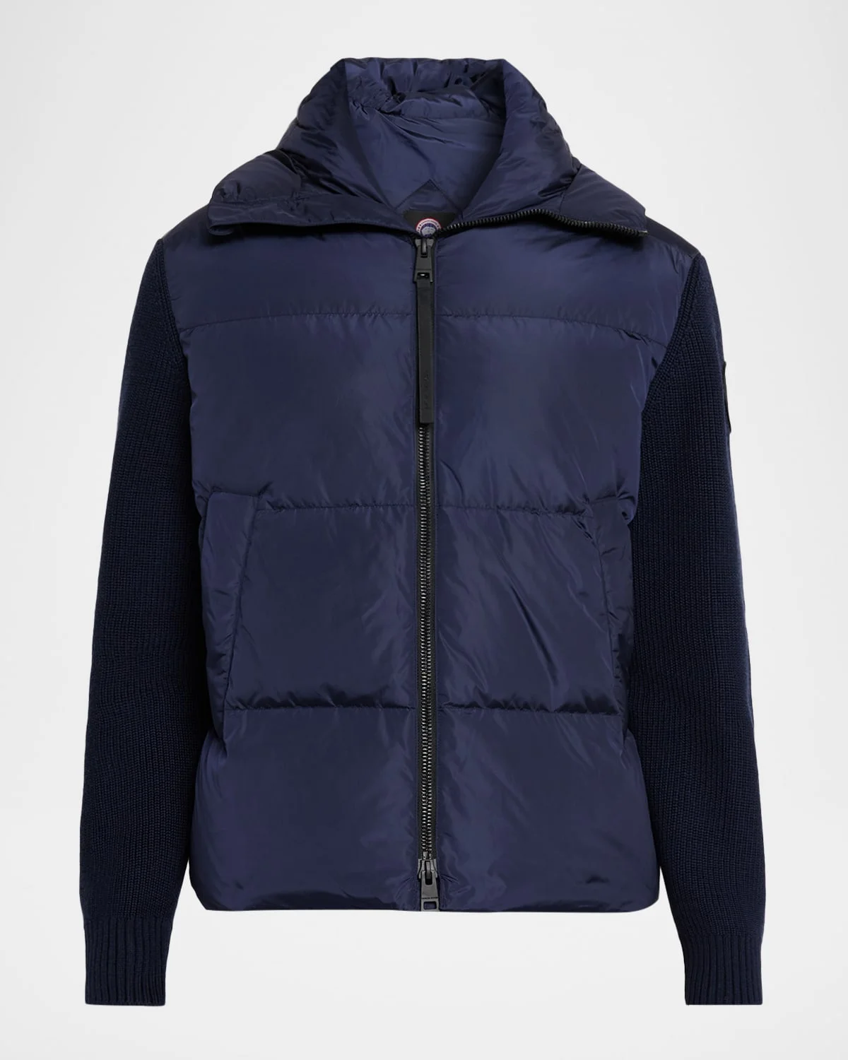 Men's HyBridge Wool-Knit Nylon Down Hooded Jacket - 1