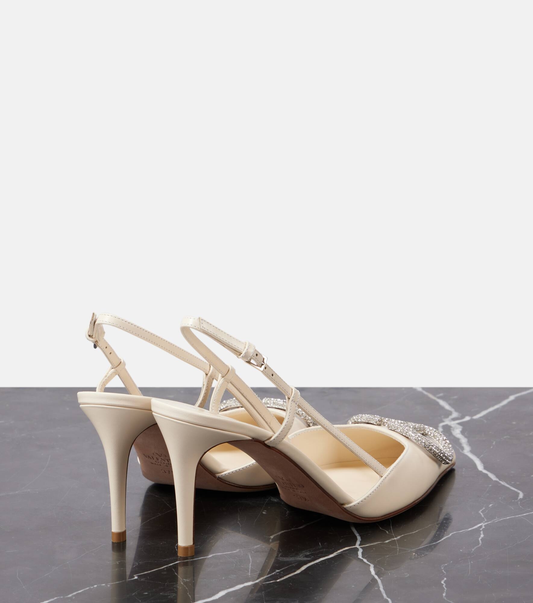 VLogo Signature leather slingback pumps - 3