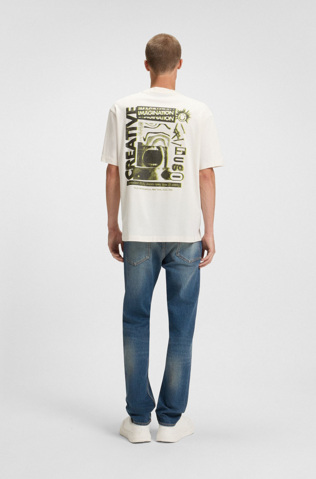 SLIM-FIT JEANS IN MID-BLUE STRETCH DENIM - 4