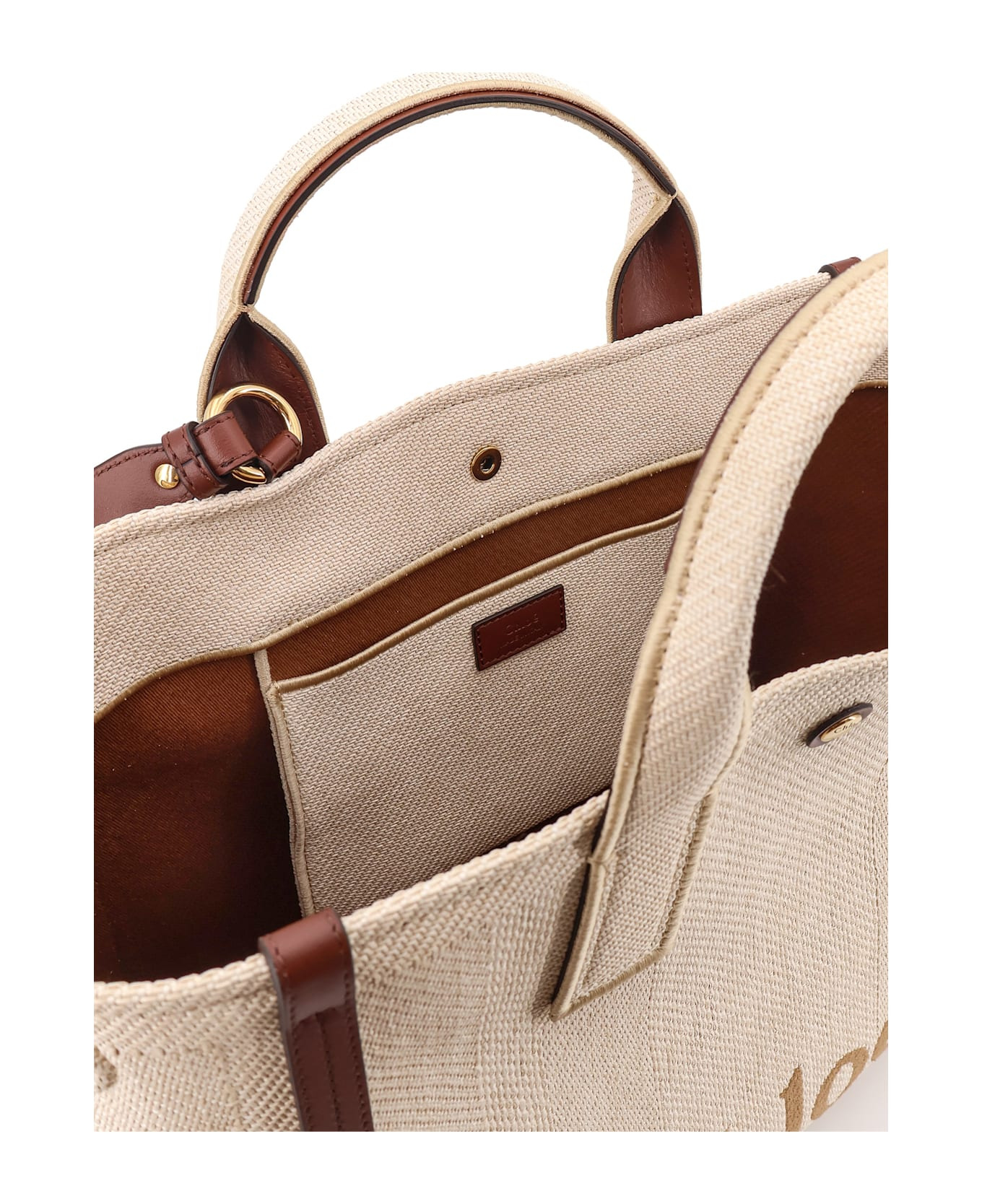 Chloè Carry Canvas Shoulder Bag With Logo Embroidery - 4