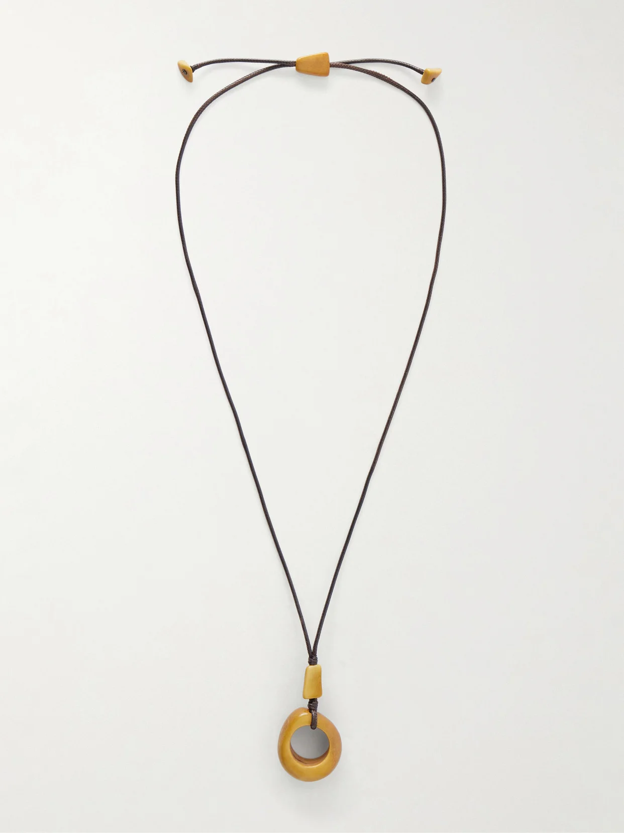 The Circle Pendant Beaded Tagua And Leather Necklace - 1