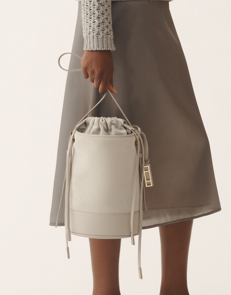 Suede and leather bucket bag 5