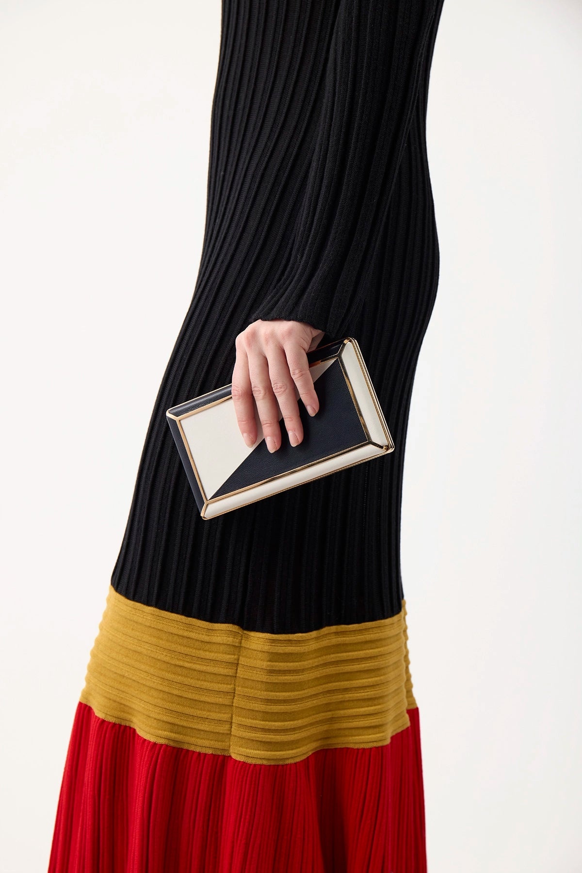 Callas Clutch in Navy & Ivory Nappa Leather - 4